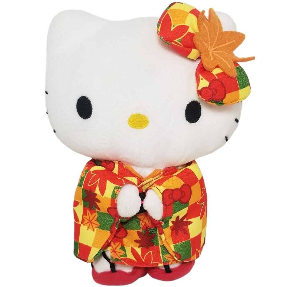 Hello Kitty Kimono Plush Autumn Leaves Stuffed Animal Sanrio Ichimatsu Figure